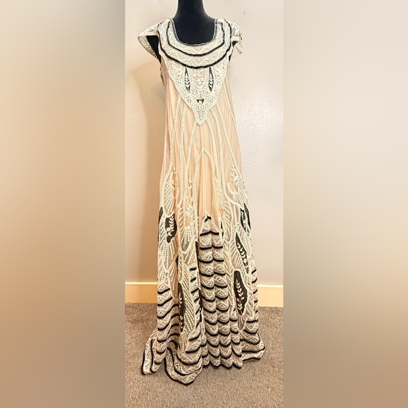 Free People Black and Cream Ethereal Sheer Lace Maxi Dress - Picture 5 of 11